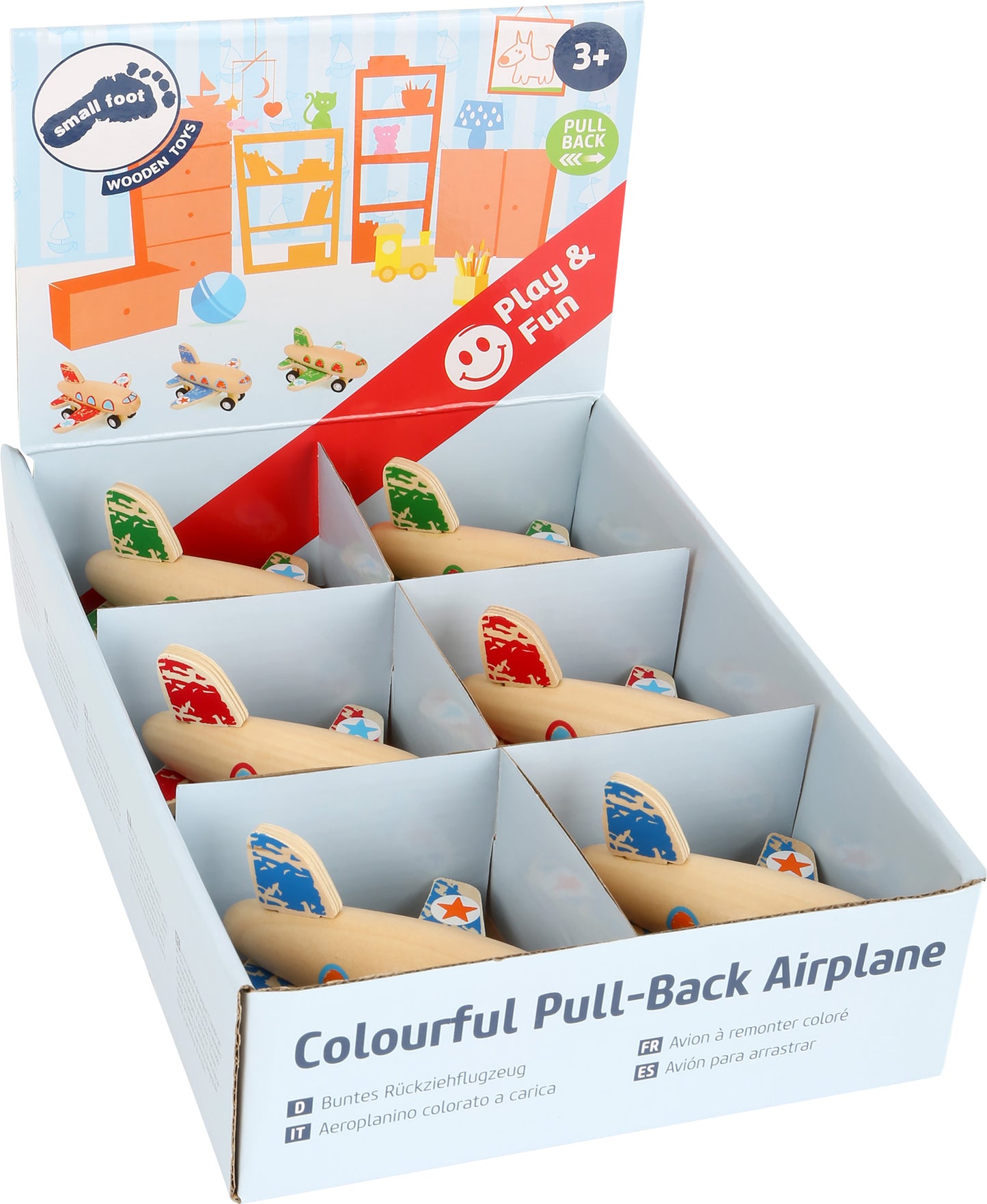 Buntes Rückziehflugzeug aus Holz – Rückziehspielzeug für Kinder | small foot®