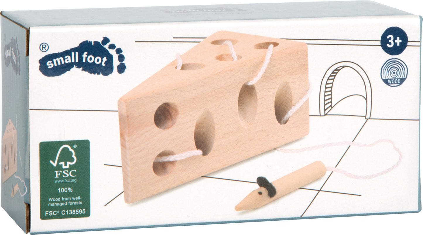 Fädelspiel Käse und Maus – Fädeln und Schnüren, ab 3 Jahre, Holz | small foot®