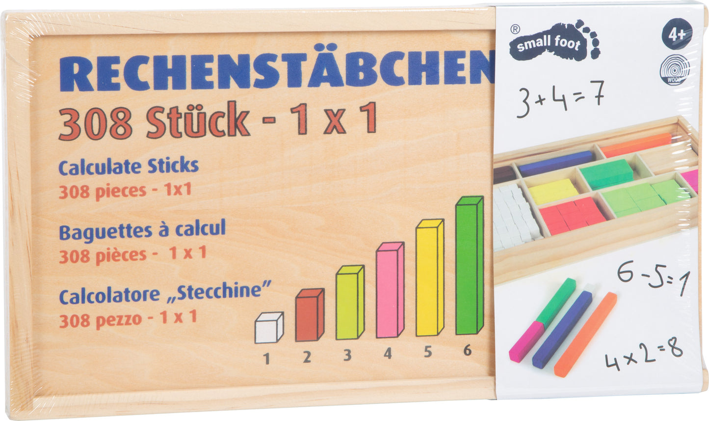 Lernbox Rechenstäbchen – Lernspielzeug und Tafeln, ab 4 Jahre, 308 Teile, Holz | small foot®