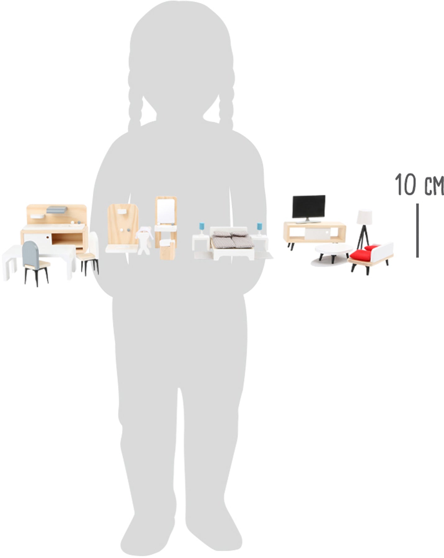 Puppenhausmöbel Komplett-Set – Puppenhäuser, ab 3 Jahre, 28 Teile, Holz, Stoff | small foot®