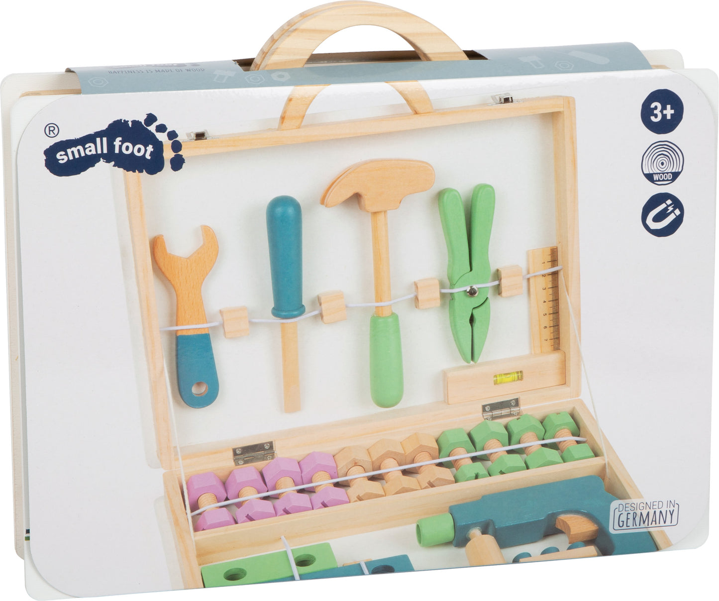 Werkzeugkoffer „Nordic“ – Werkstatt, ab 3 Jahre, 44 Teile, Metall, Stoff, Holz | small foot®