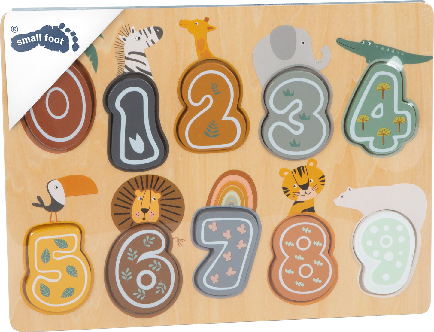 Setzpuzzle Zahlen „Safari“ – Puzzles, ab 12 Monate, Holz, ca. 29 x 22 x 1 cm, small foot®