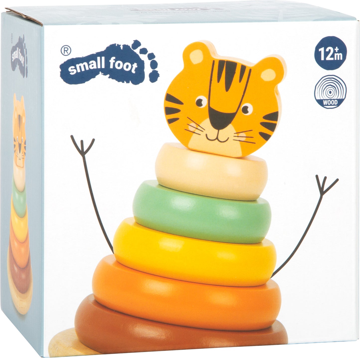 Stapelturm Tiger „Safari“ – Motorikspielzeug, ab 12 Monate, 7 Teile, Holz, small foot®
