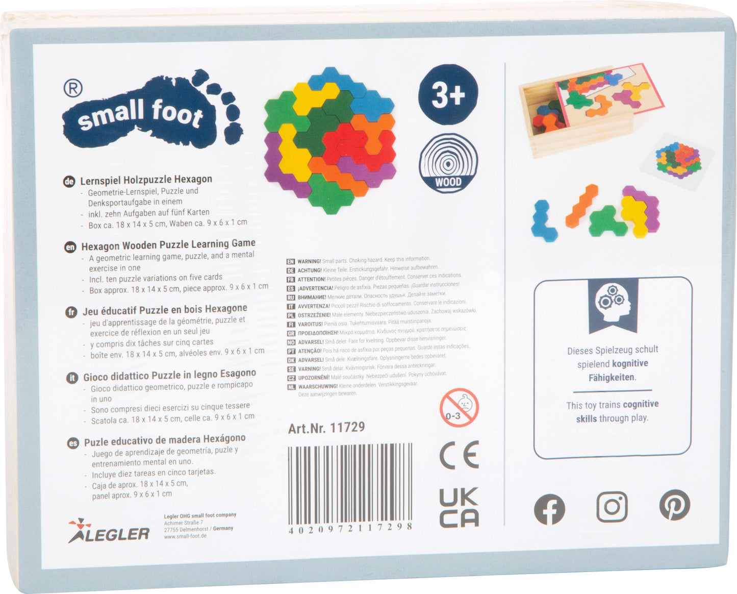 Lernspiel Holzpuzzle Hexagon ab 3 Jahre, small foot®