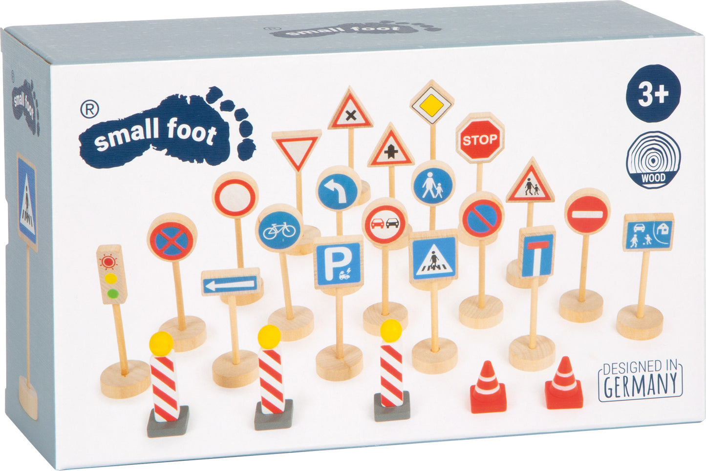 Verkehrsschilder-Set – Holzeisenbahnen, ab 3 Jahre, 25 Teile, Holz, small foot®