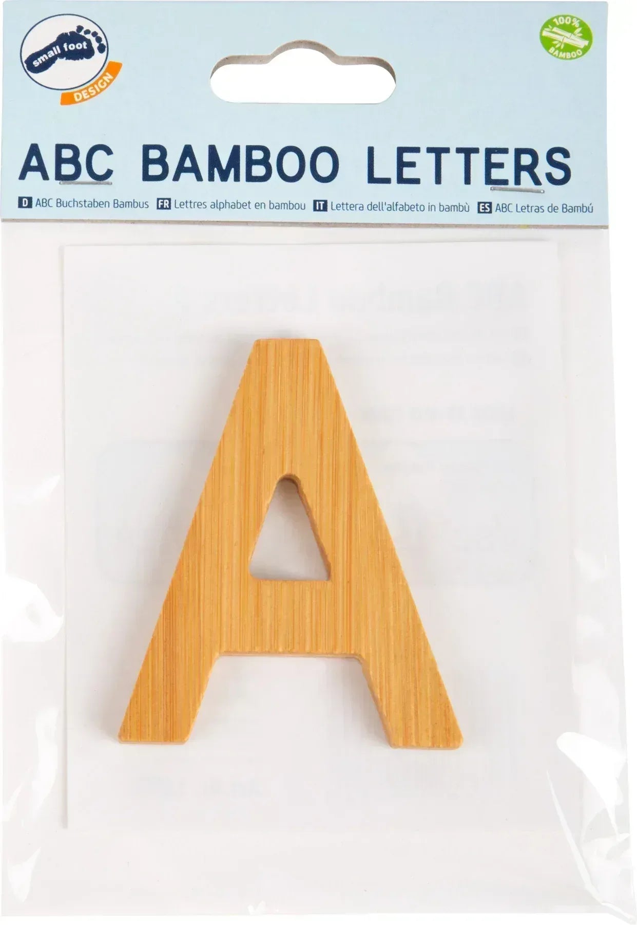 ABC Buchstaben Bambus A – Buchstaben und Buchstabenzüge, Holz, ca. 7 x 6 x 0,5 cm, small foot® - SpielwarenPlace