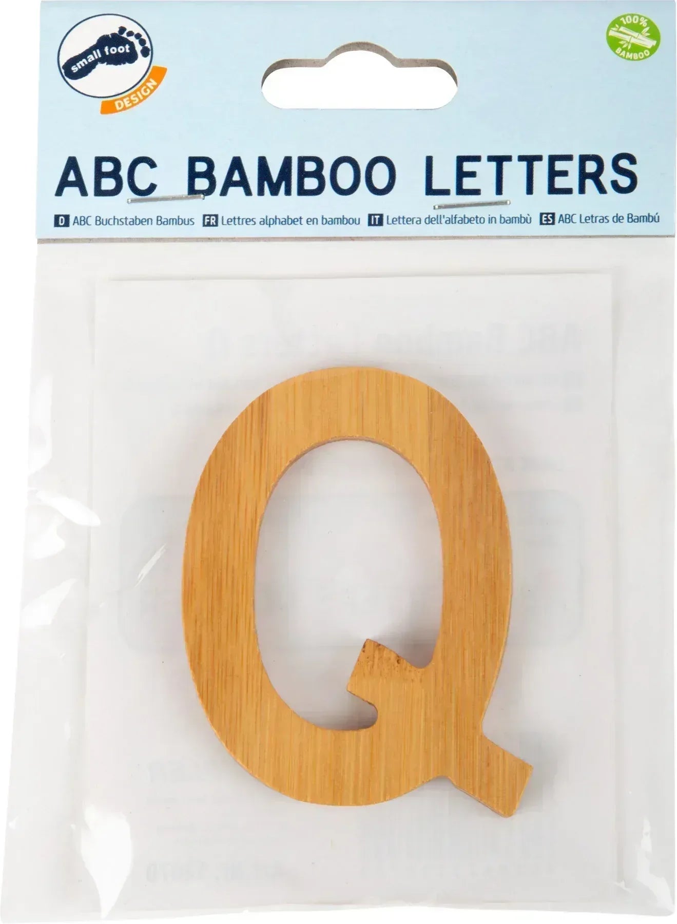 ABC Buchstaben Bambus Q – Buchstaben und Buchstabenzüge, Holz, ca. 7 x 6 x 0,5 cm, small foot®