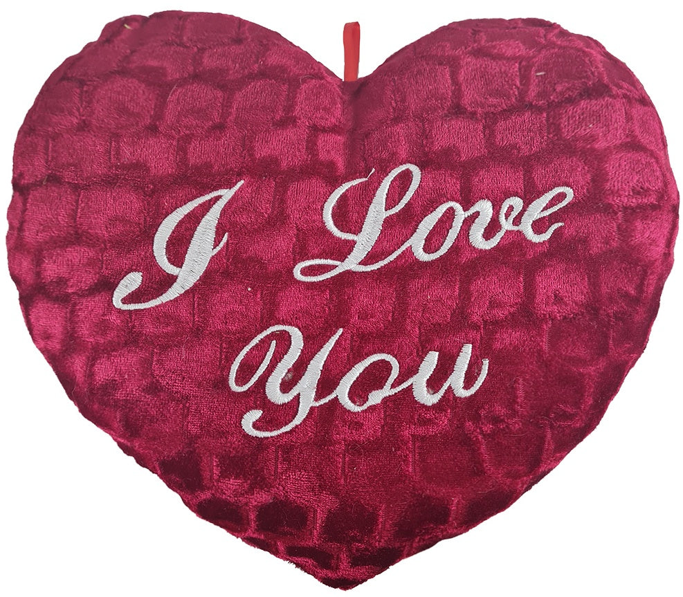 XXL Plüschherz 50 x 45 cm "I Love You" Dunkelrot