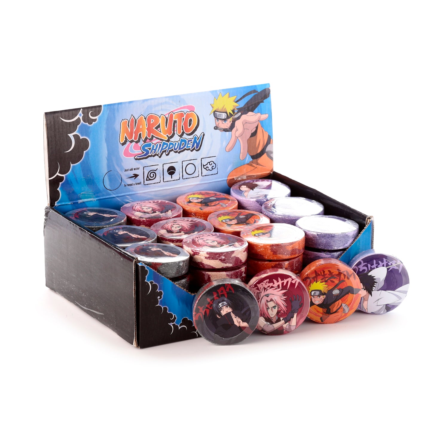 Naruto Anime Komprimiertes Reisehandtuch & Waschlappen 4er Set | Offiziell Lizenziert