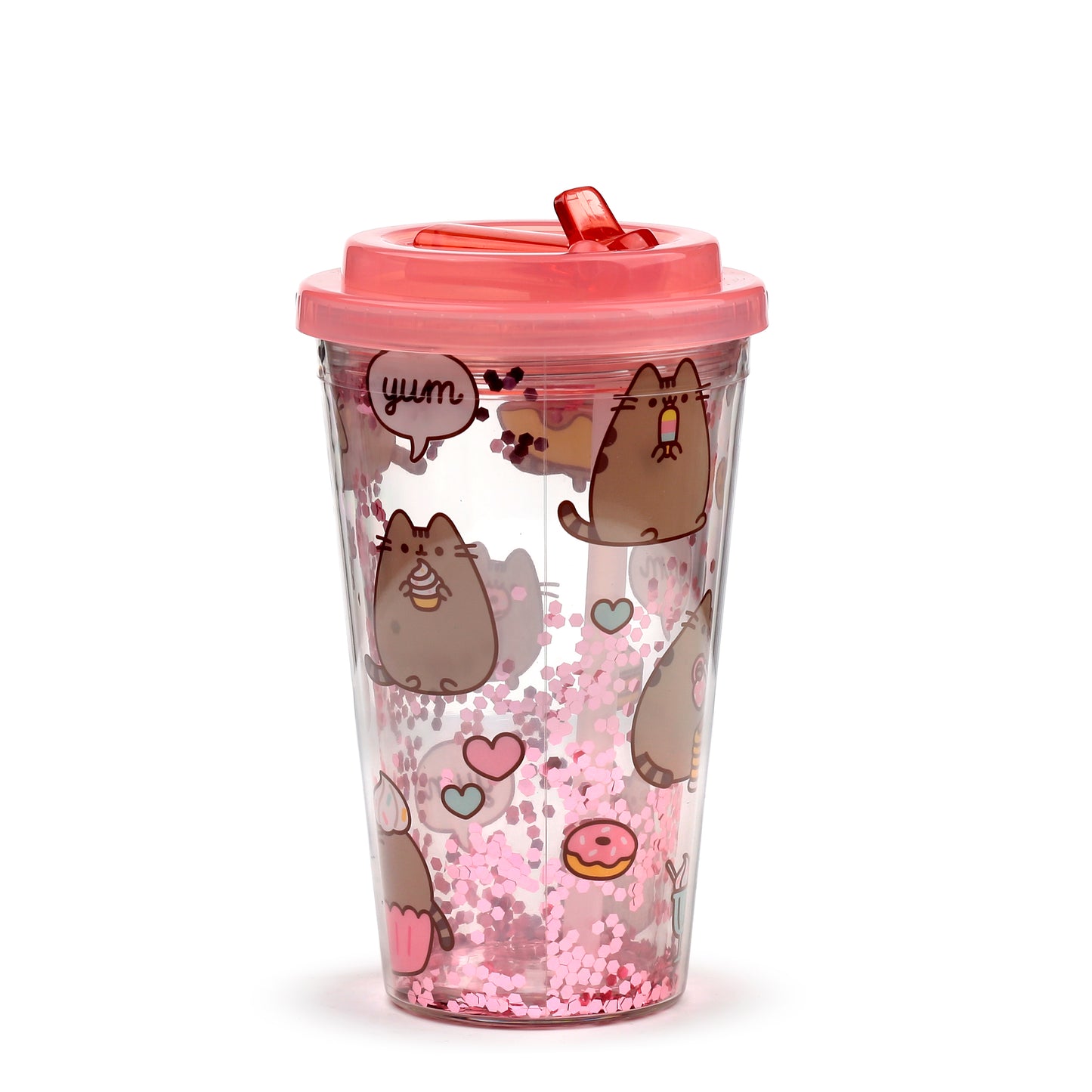 Pusheen the Cat Katze Foodie Becher mit Deckel & Flip-Strohhalm 500ml | Offiziell Lizenziert