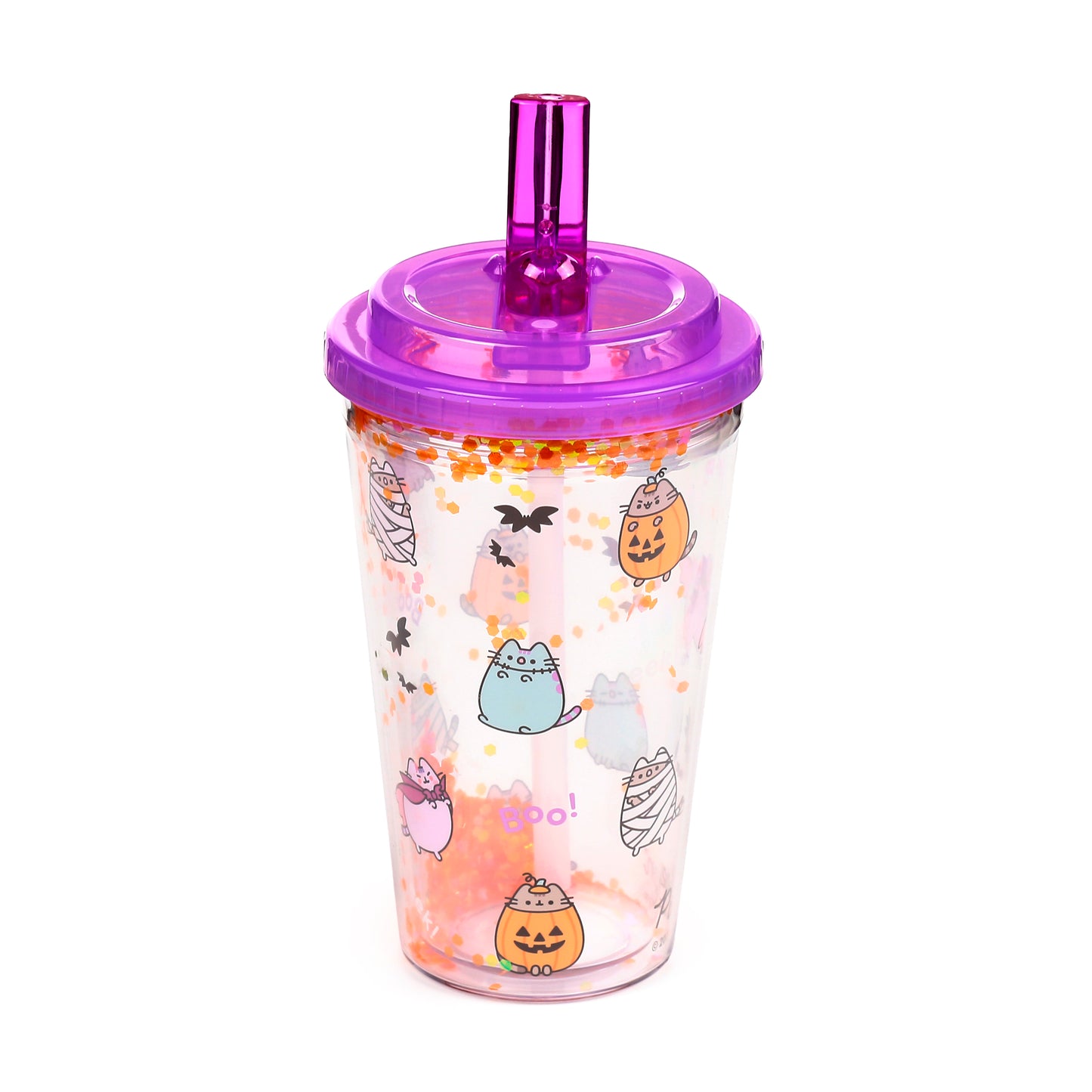 Pusheen the Cat Katze Halloween Becher mit Deckel & Flip-Strohhalm 500ml | Offiziell Lizenziert