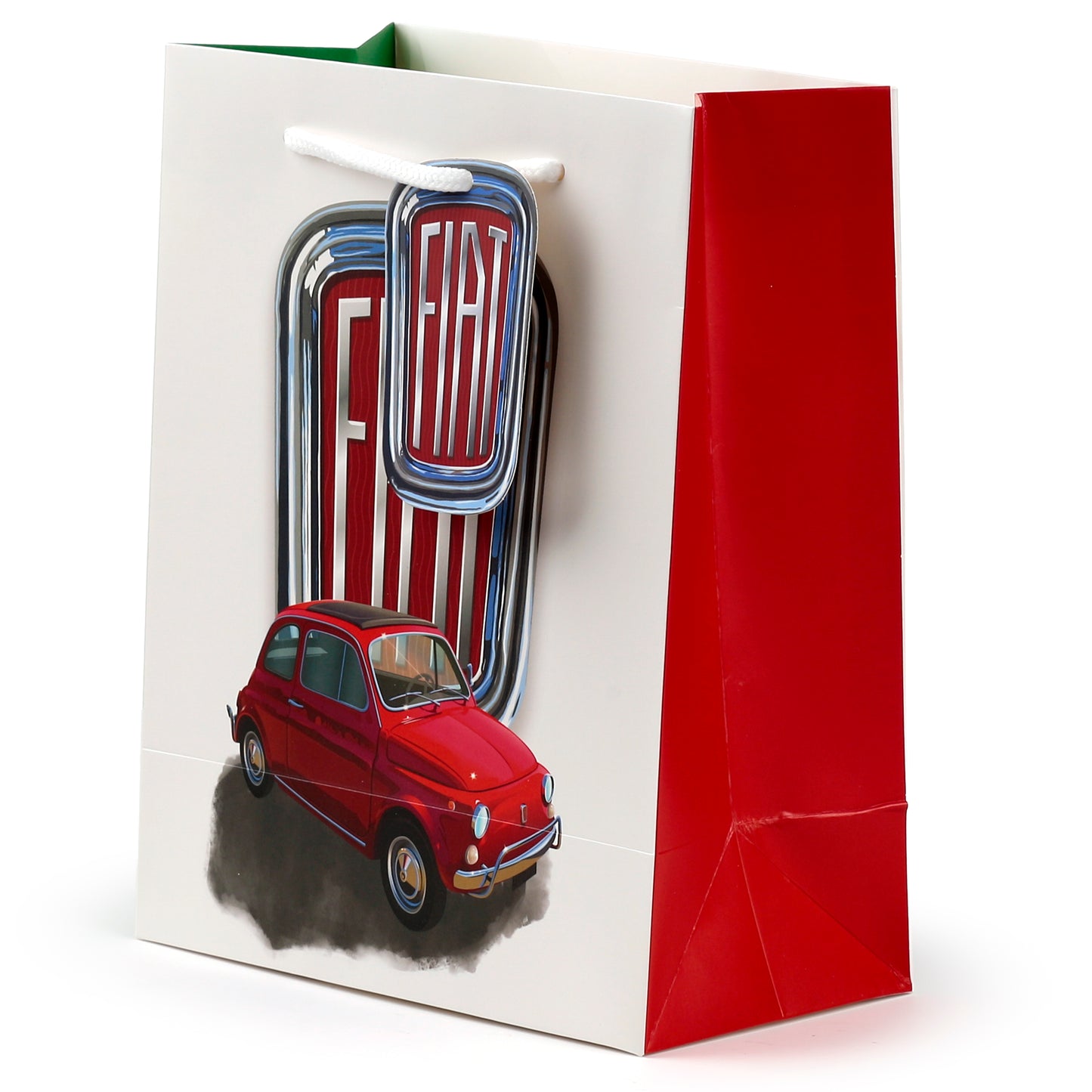Fiat 500 Retro Rot & Weiß 2er Set Geschenktüte (M) | Offiziell Lizenziert