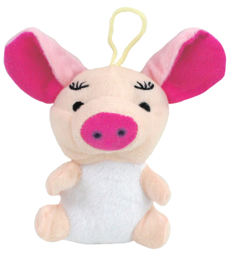 Niedliches Plüsch-Schwein 11cm: Schweinchen-Anhänger mit Schlaufe