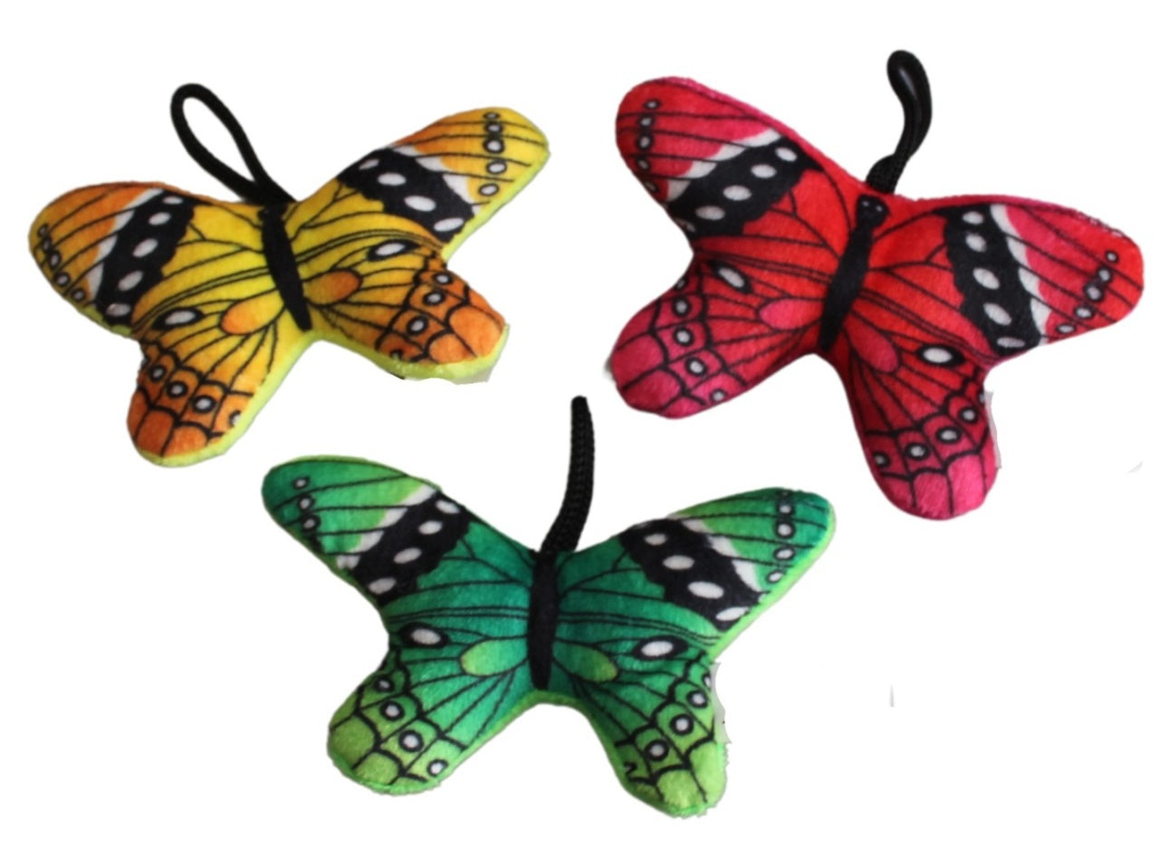 Buntes Plüsch-Schmetterling Set: 3er Set Frühlingsdeko, 11cm
