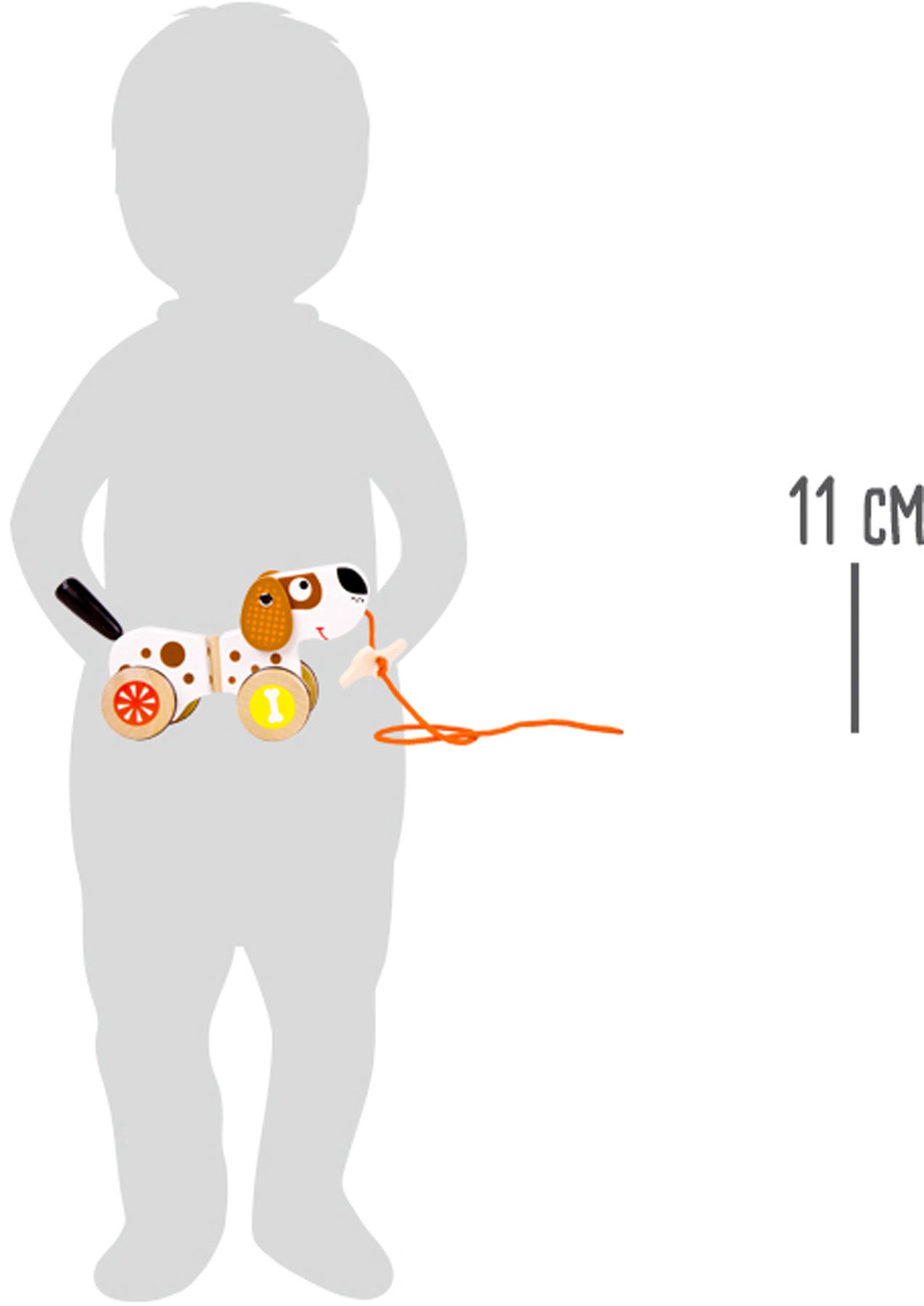 Ziehtier Hund – Zieh- und Schiebespielzeug, ab 12 Monate, Holz, ca. 21 x 6 x 11 cm