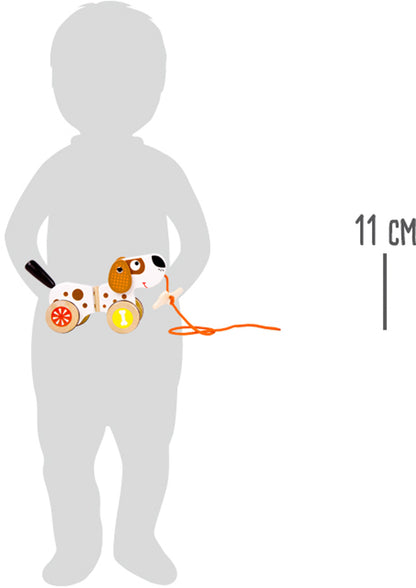 Ziehtier Hund – Zieh- und Schiebespielzeug, ab 12 Monate, Holz, ca. 21 x 6 x 11 cm