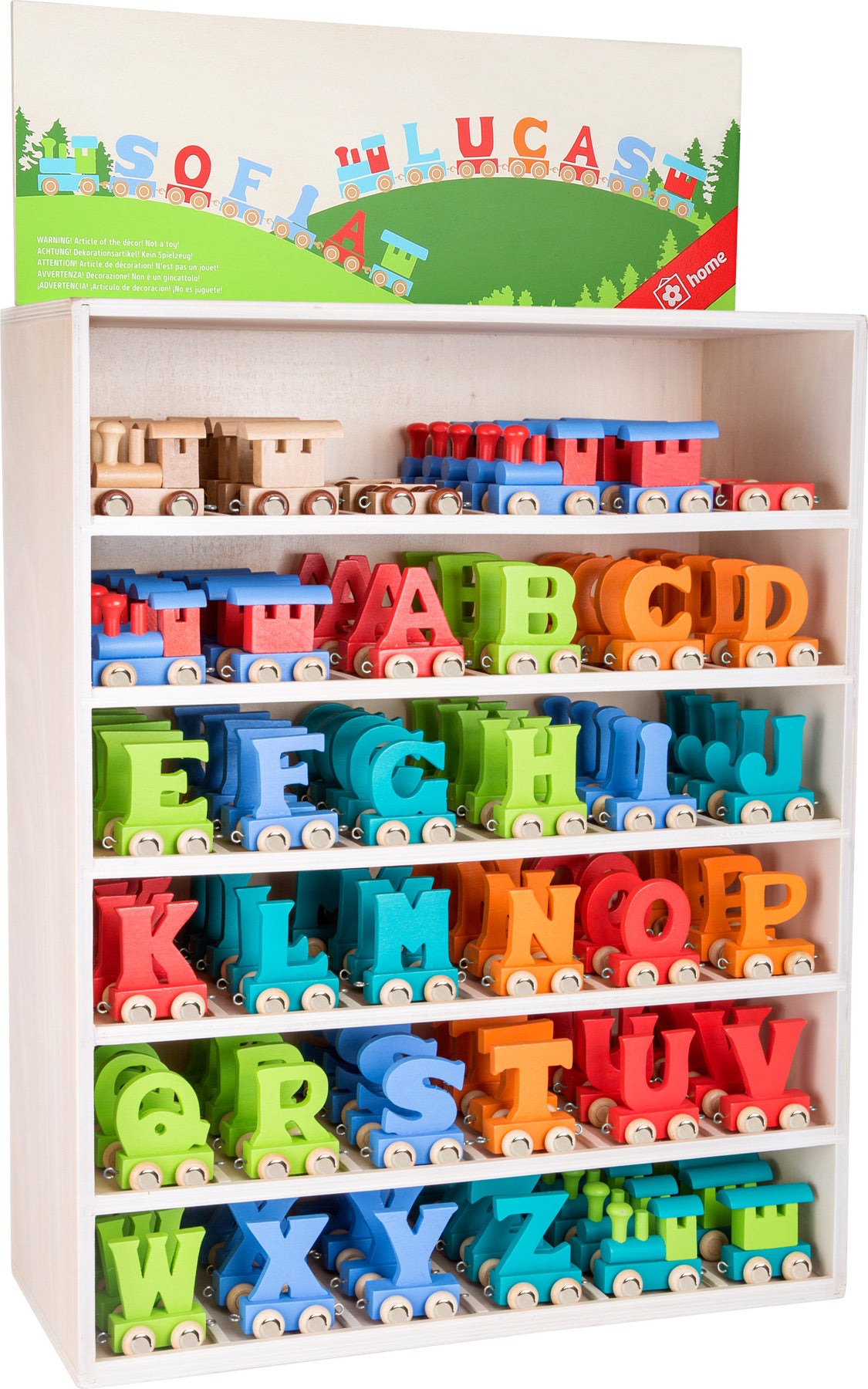 Display Buchstabenzug bunt | Holz Buchstaben & Waggons 180-tlg | small foot®
