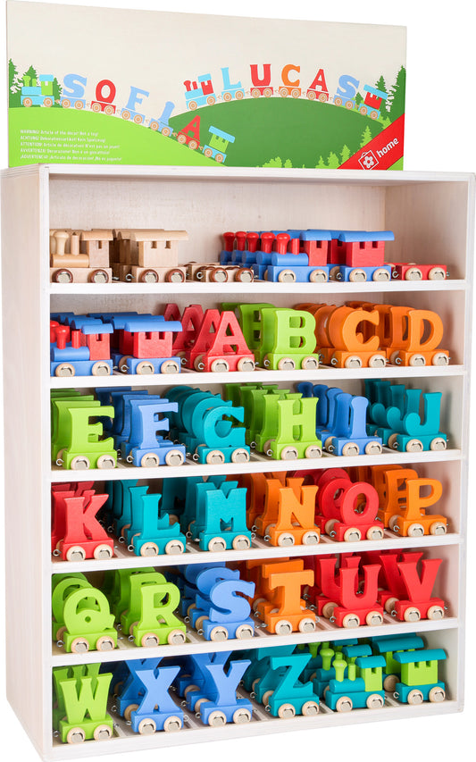 Display Buchstabenzug bunt | Holz Buchstaben & Waggons 180-tlg | small foot®