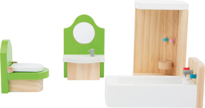 Puppenhausmöbel Bad aus Holz – Badezimmer-Set für Puppenhäuser | small foot