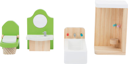 Puppenhausmöbel Bad aus Holz – Badezimmer-Set für Puppenhäuser | small foot