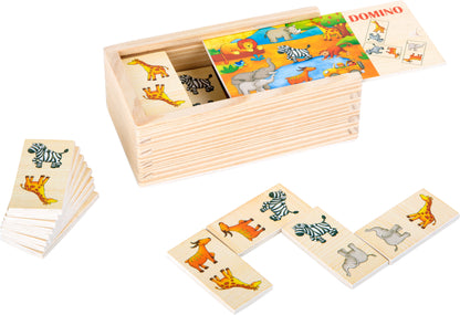 Domino Safari – Gesellschaftsspiele, ab 3 Jahre, 28 Teile, Holz   small foot®