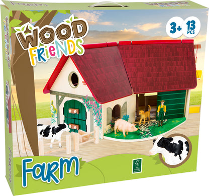 Woodfriends Bauernhof – Spielwelten, ab 3 Jahre, 13 Teile, Holz, Kunststoff | small foot®