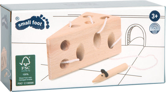 Fädelspiel Käse und Maus – Fädeln und Schnüren, ab 3 Jahre, Holz | small foot®