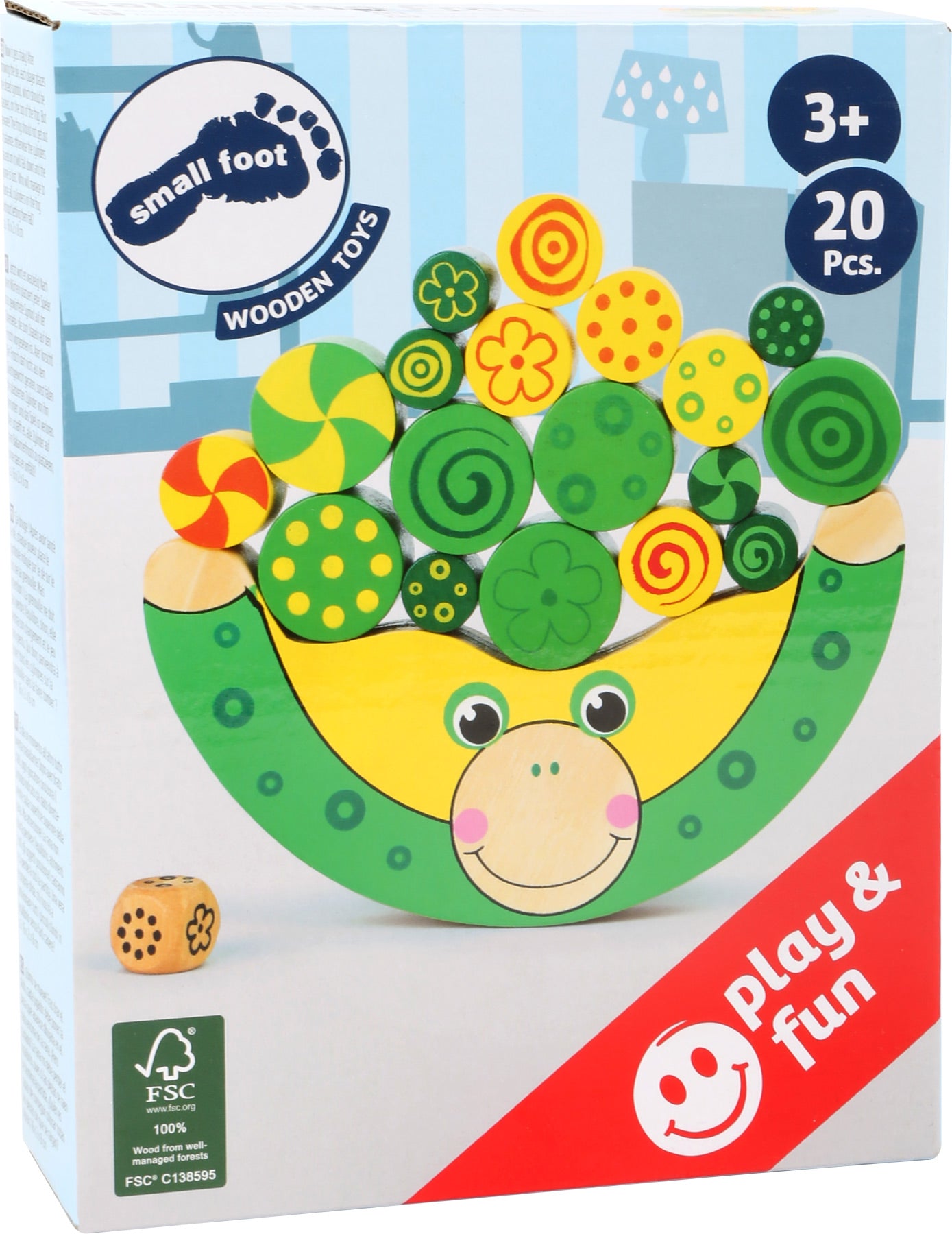 Balancierfrosch – Geschicklichkeits- und Balancierspiele, ab 3 Jahre, 20 Teile, Holz, ca. 16 x 2 x 8 cm | small foot®