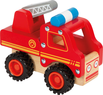Feuerwehrfahrzeug – Parkgaragen und Fahrzeuge, ab 18 Monate, Holz, ca. 13 x 7 x 10 cm | small foot®