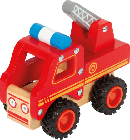 Feuerwehrfahrzeug – Parkgaragen und Fahrzeuge, ab 18 Monate, Holz, ca. 13 x 7 x 10 cm | small foot®