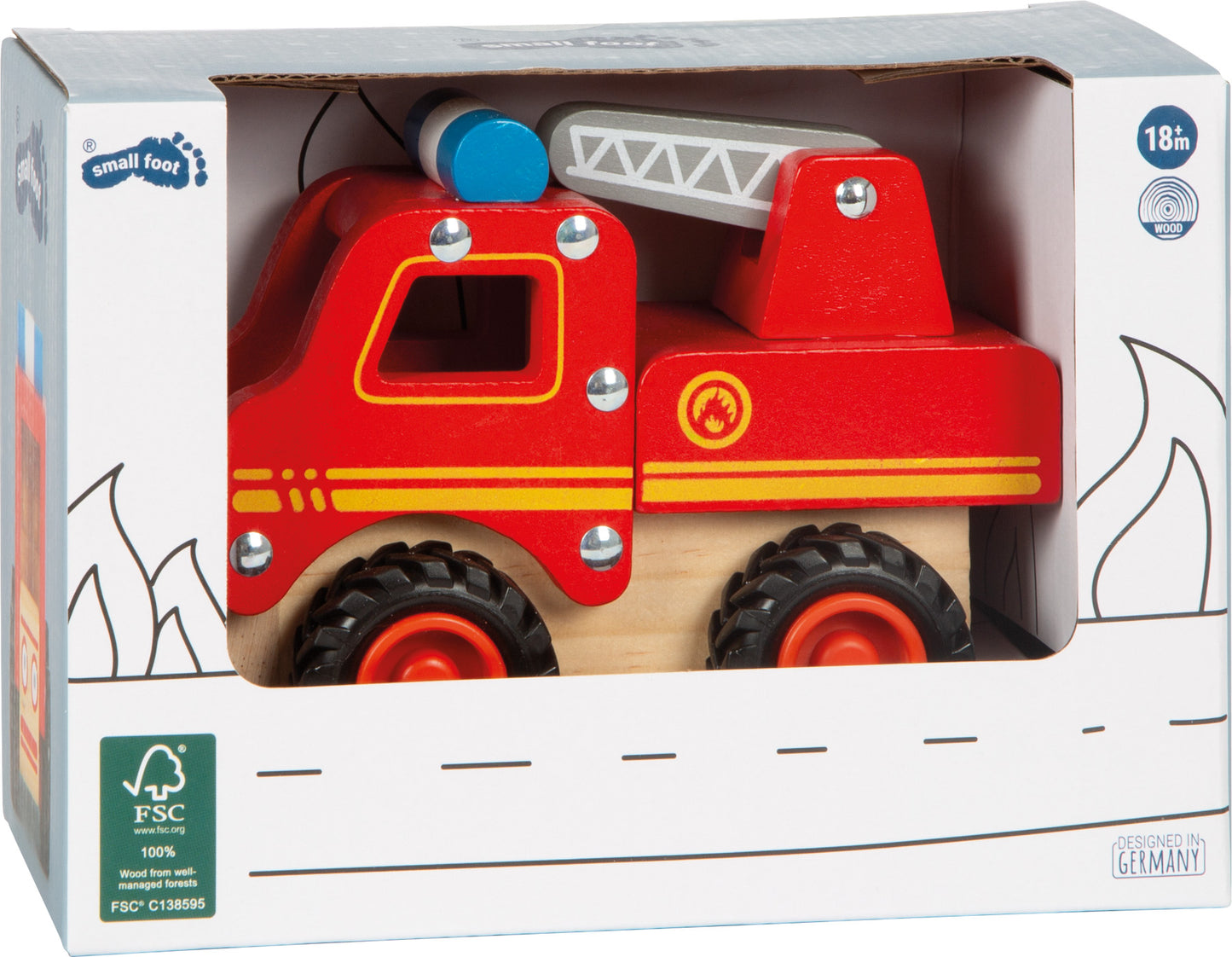 Feuerwehrfahrzeug – Parkgaragen und Fahrzeuge, ab 18 Monate, Holz, ca. 13 x 7 x 10 cm | small foot®