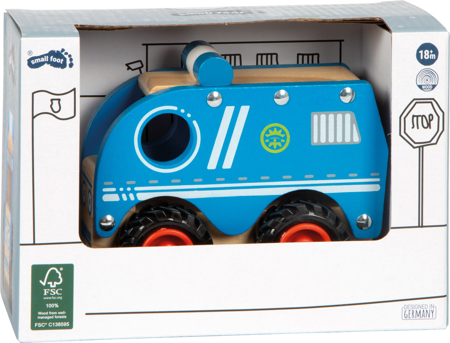 Polizeifahrzeug – Parkgaragen und Fahrzeuge, ab 18 Monate, Holz, ca. 13 x 7 x 10 cm | small foot®