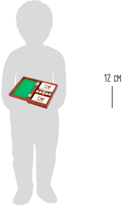 Spielbox Karten und Würfel – Gesellschaftsspiele, ab 6 Jahre, Holz, Stoff, Metall | small foot®