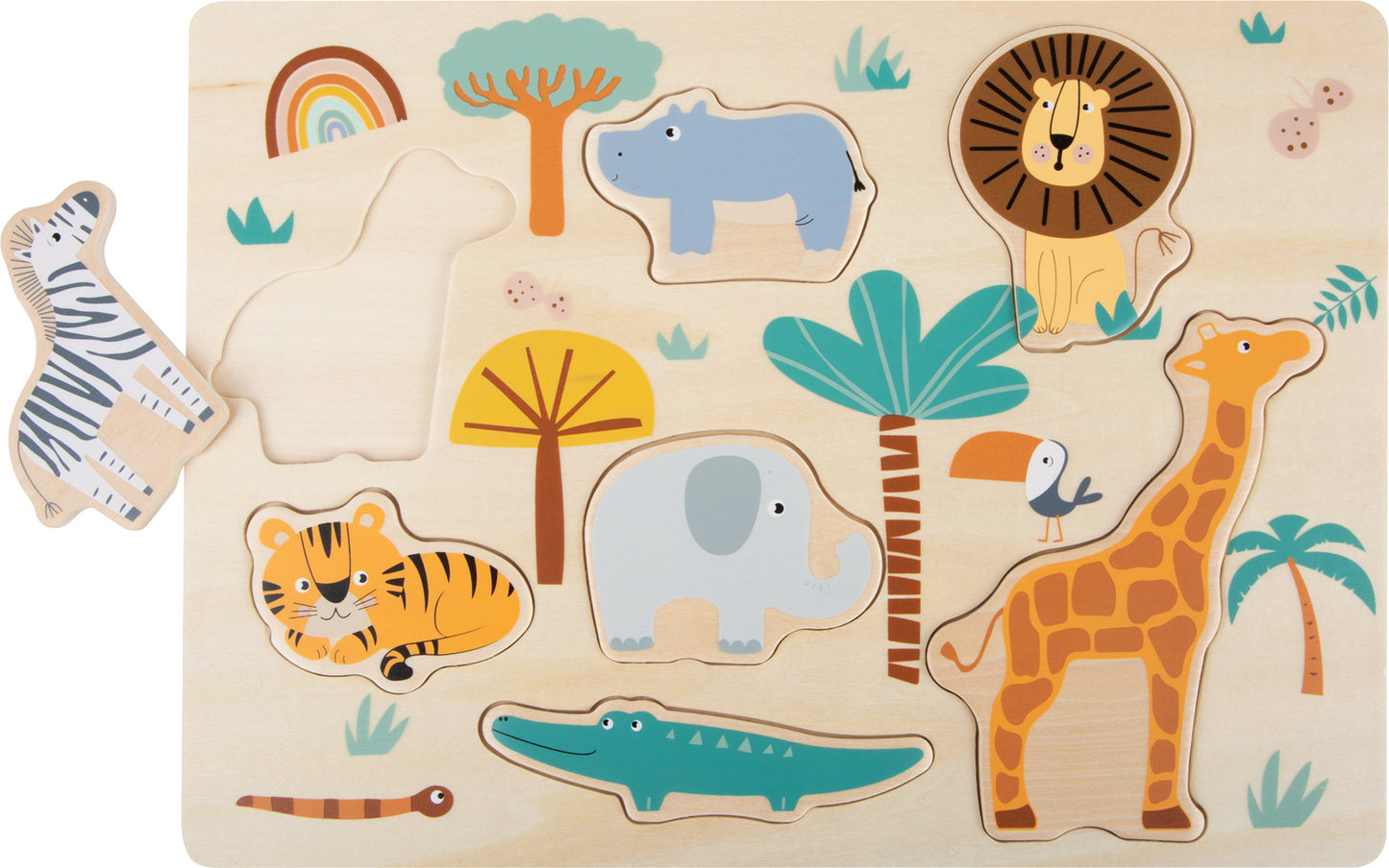 Setzpuzzle „Safari“ – Puzzles, ab 12 Monate, Holz, ca. 30 x 22 x 1 cm, small foot®