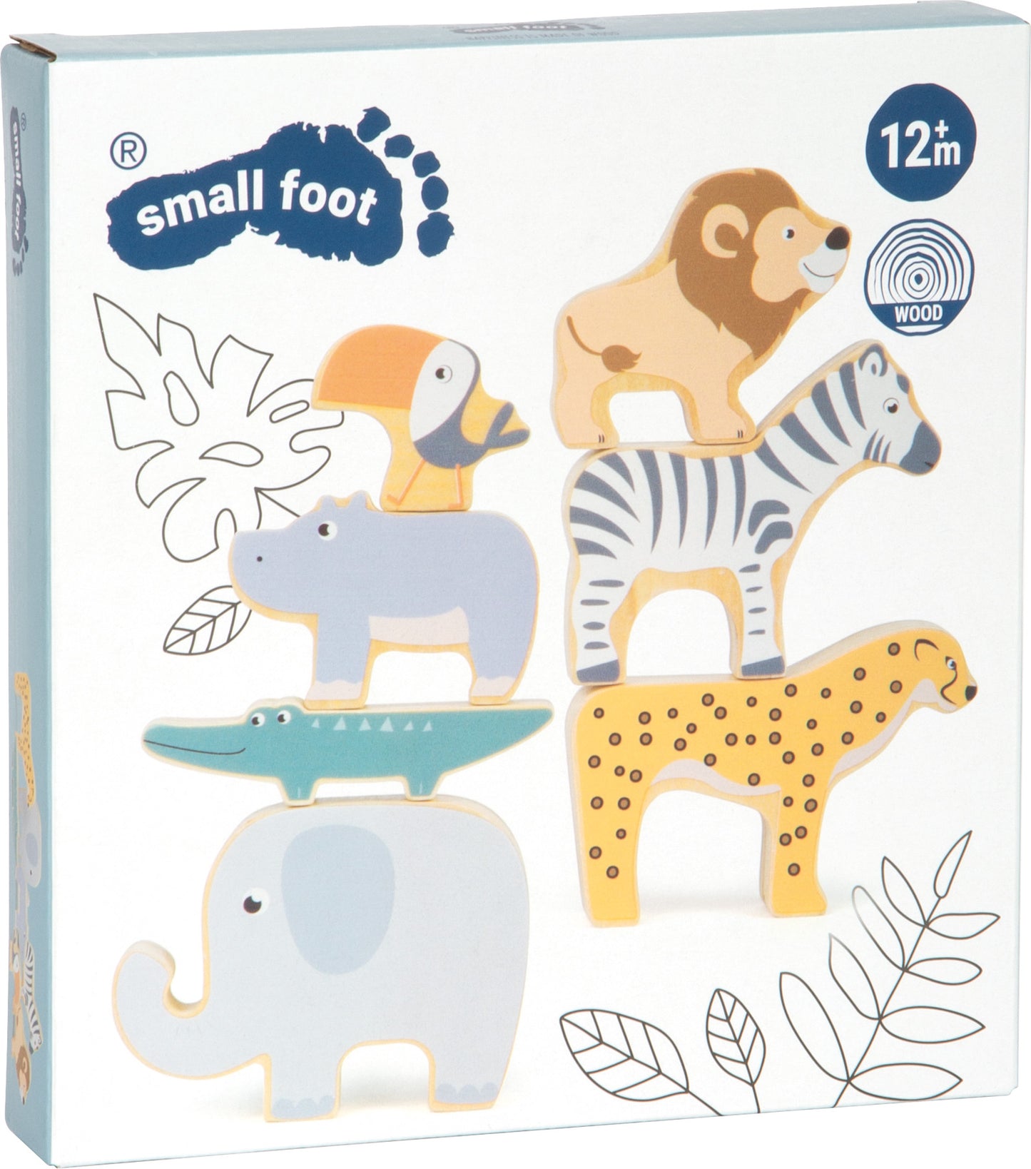 Stapeltiere „Safari“ – Motorikspielzeug, ab 12 Monate, 7 Teile, small foot®