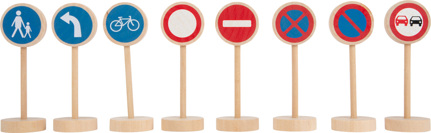 Verkehrsschilder-Set – Holzeisenbahnen, ab 3 Jahre, 25 Teile, Holz, small foot®