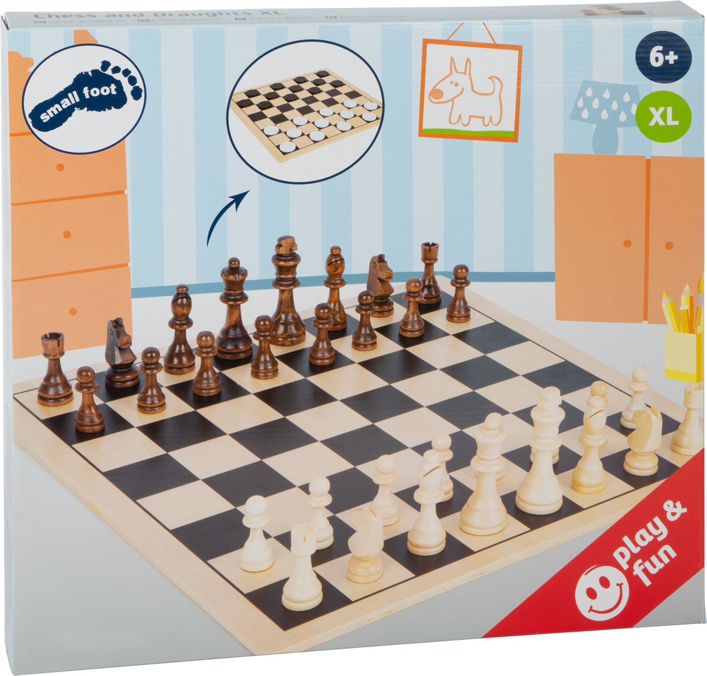 Schach und Dame XL – Gesellschaftsspiele, ab 6 Jahre, small foot®