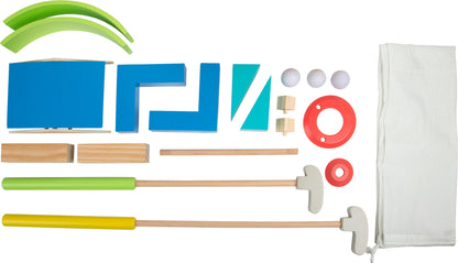 Minigolf-Set „Active“ – Spiele im Garten, ab 5 Jahre, 17 Teile, Holz, small foot®