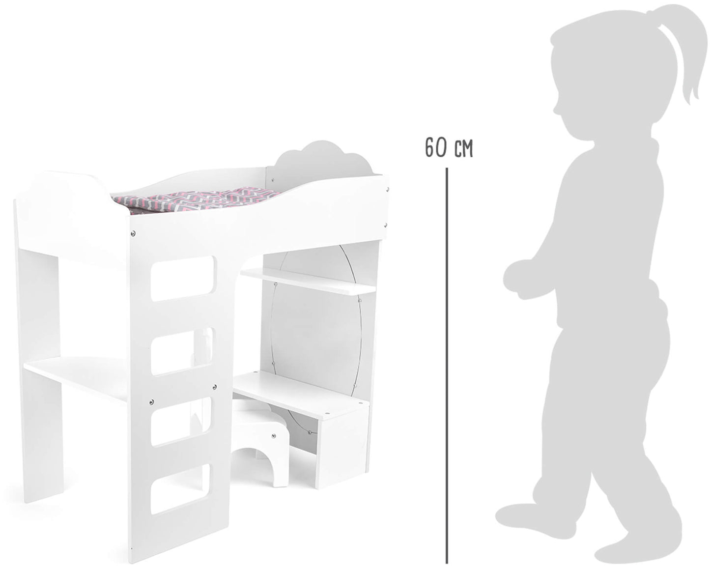 Puppenhochbett mit Schreibtisch, ab 3 Jahre, small foot®