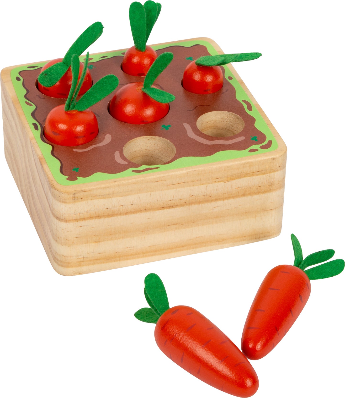 Steckspiel Möhren – Steckspiele, ab 12 Monate, 8 Teile, Holz, Filz, ca. 13 x 13 x 7 cm, small foot®