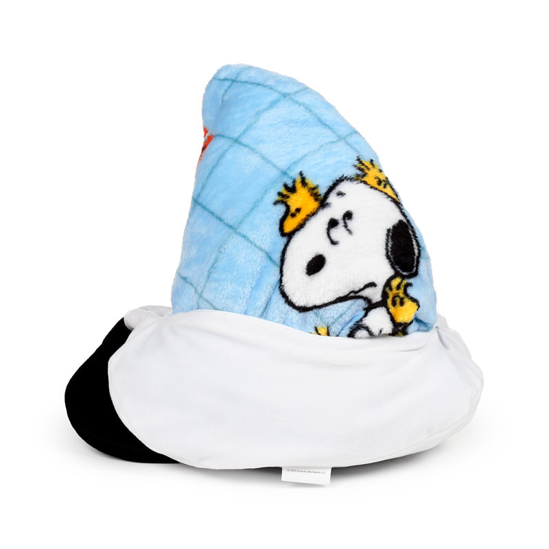 Blankeazzz Peanuts Snoopy & Woodstock Plüsch 2 in 1 Reisekissen & Decke | Offiziell Lizenziert