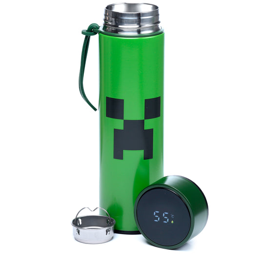 Minecraft Creeper Isolierflasche mit Digital-Thermometer 450ml | Offiziell Lizenziert
