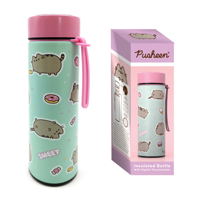 Pusheen the Cat Sweets Süßigkeiten Thermosflasche mit Digital-Thermometer 450ml | Offiziell Lizenziert