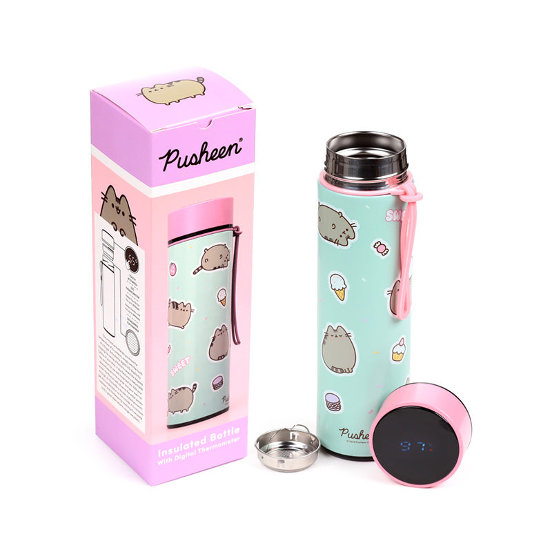 Pusheen the Cat Sweets Süßigkeiten Thermosflasche mit Digital-Thermometer 450ml | Offiziell Lizenziert