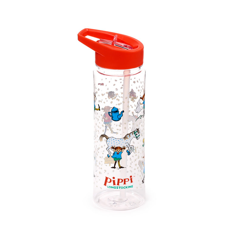 Pippi Langstrumpf Kinder-Wasserflasche mit Strohhalm 550ml | Offiziell Lizenziert