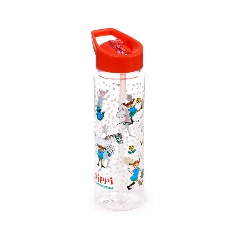 Pippi Langstrumpf Kinder-Wasserflasche mit Strohhalm 550ml | Offiziell Lizenziert