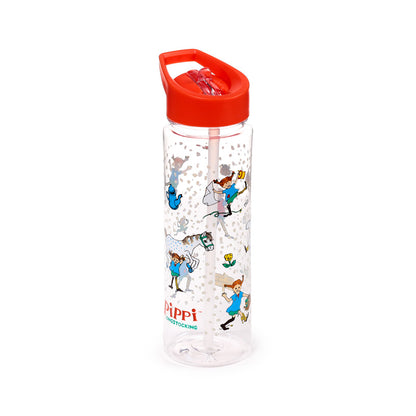 Pippi Langstrumpf Kinder-Wasserflasche mit Strohhalm 550ml | Offiziell Lizenziert