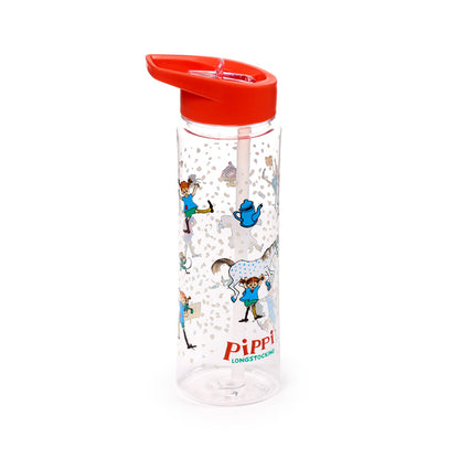 Pippi Langstrumpf Kinder-Wasserflasche mit Strohhalm 550ml | Offiziell Lizenziert