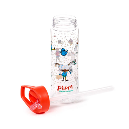 Pippi Langstrumpf Kinder-Wasserflasche mit Strohhalm 550ml | Offiziell Lizenziert