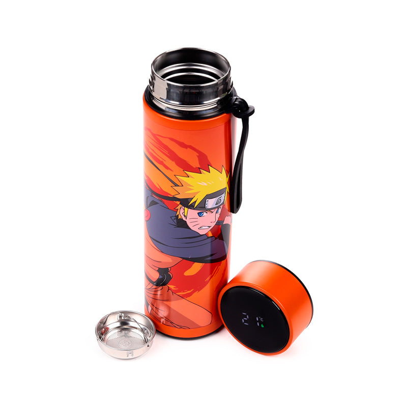 Naruto Anime Isolierflasche mit Digital-Thermometer 450ml | Offiziell Lizenziert